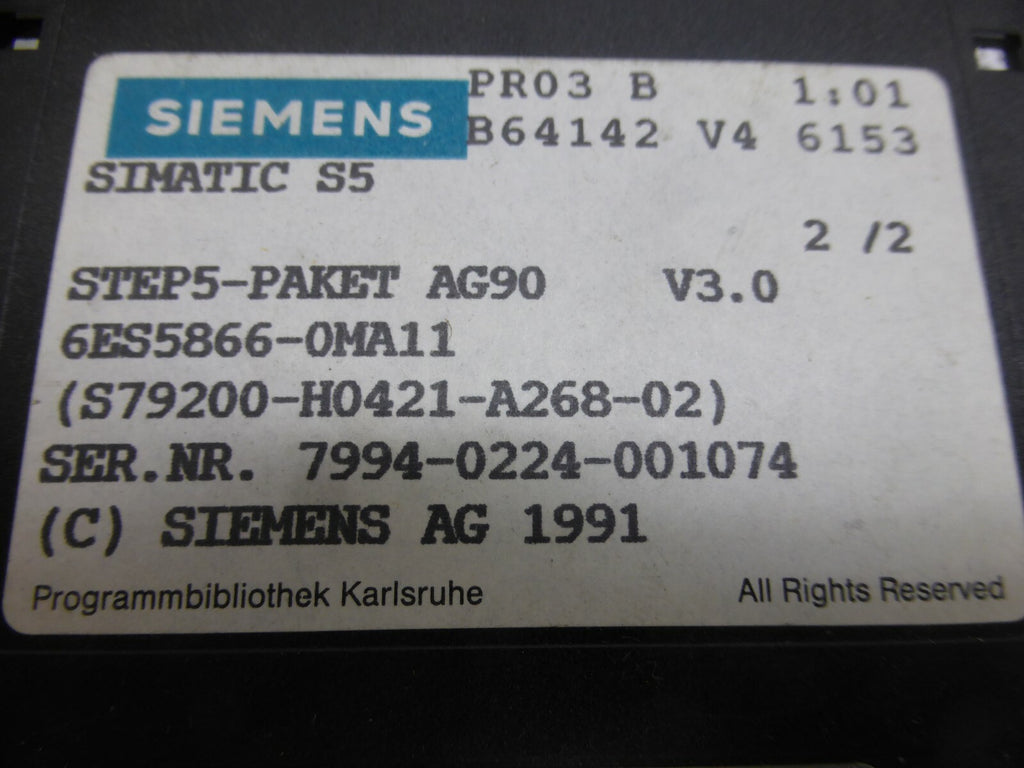 Siemens Simatic S5 STEP5-PAKET AG90 6ES5 866-0MA11