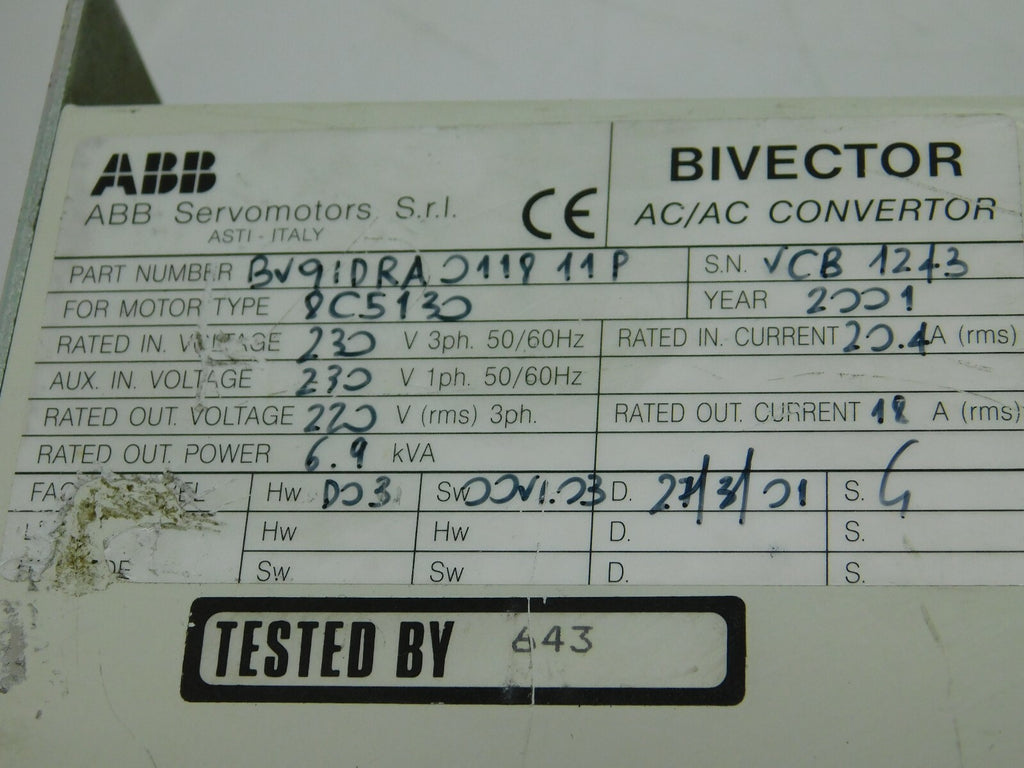 ABB Bivector 300 Servoregler BV91DRA011811P