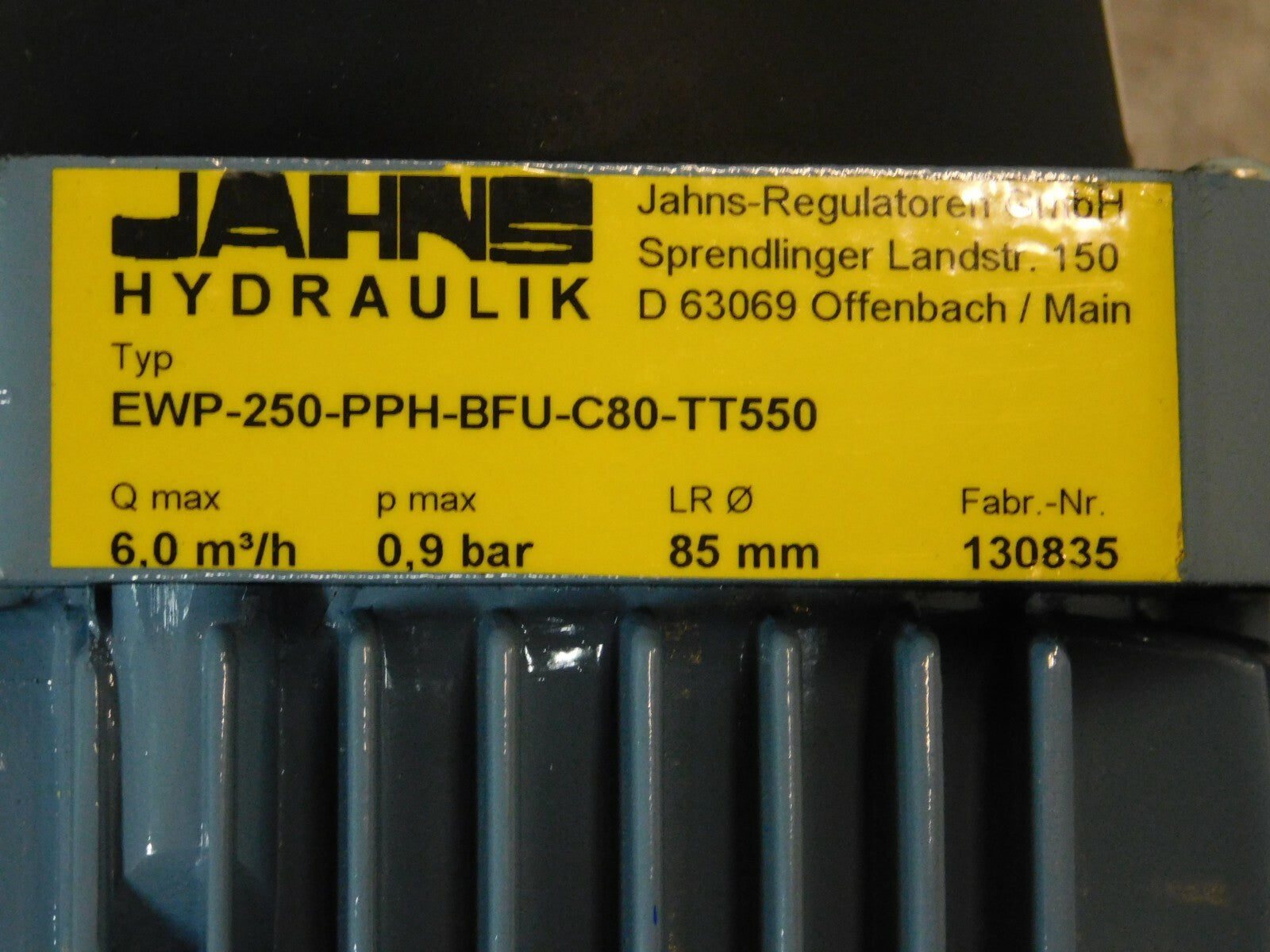 ABB Motors 3GVA061002-CSC 0.25 Kw JAHNS HYDRAULIK EWP-250-PVDF-BFU-C130-TT550