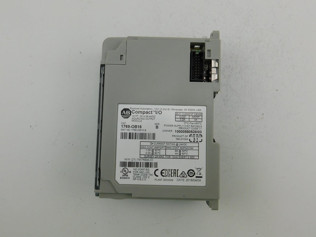 ALLEN BRADLEY  Compact I/O 16 PT 20.4-26.4 VDC SOURCING OUTPUT MODULE 1769-OB16