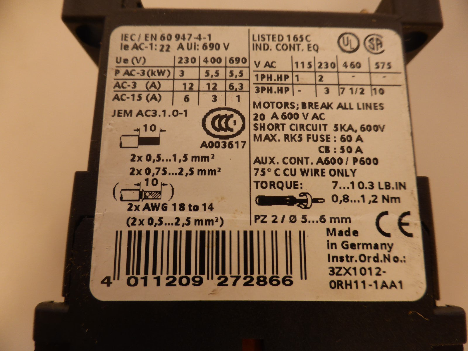 Siemens Sirius 3RT1017-1BB41
