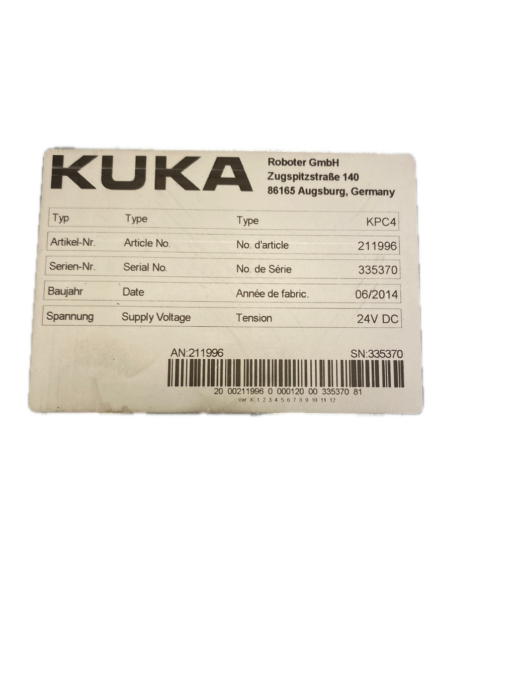 KUKA  Type KPC4  211996