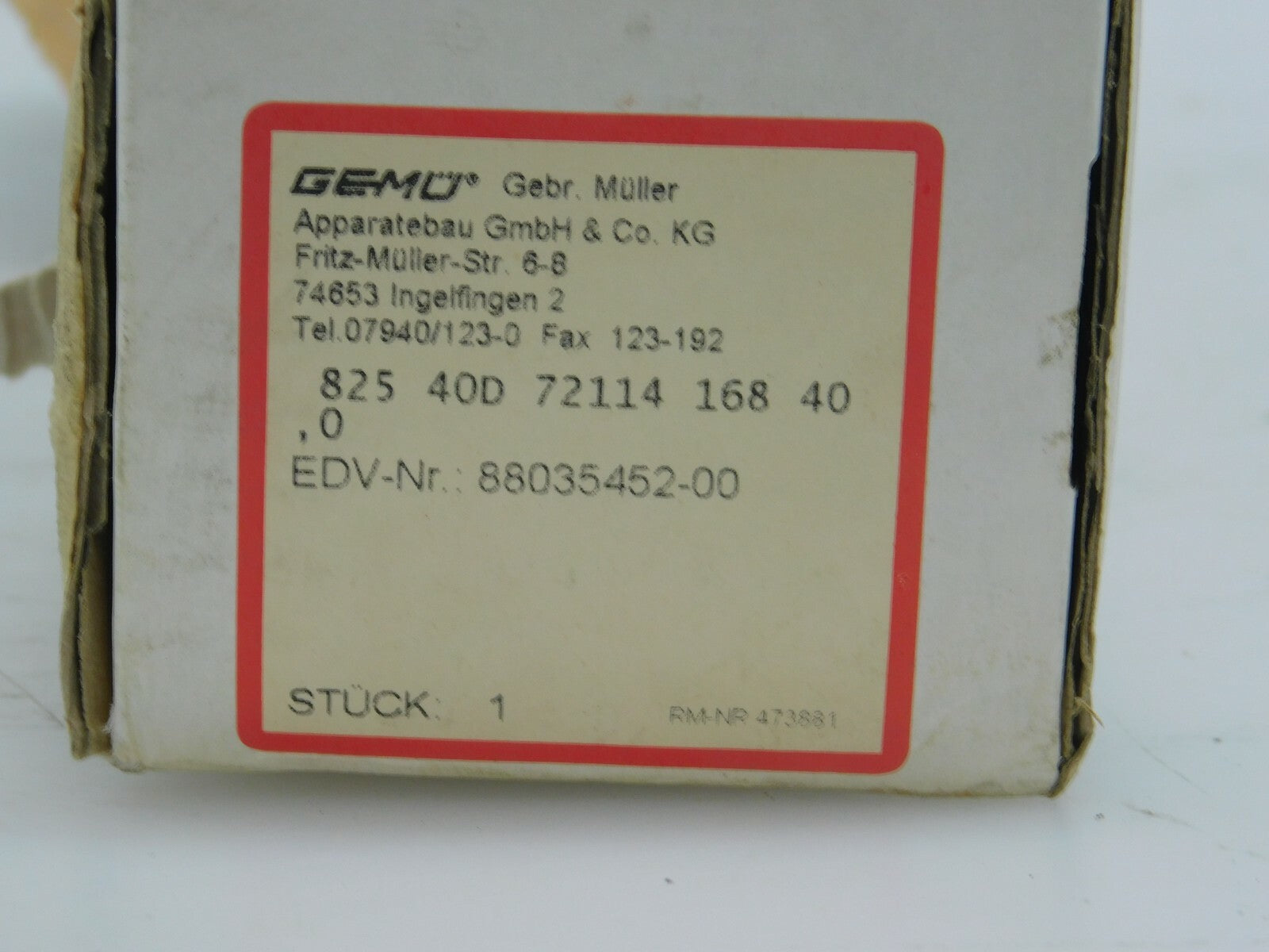 GEMÜ Durchflussmesser 825 40D 72114 168 40 88035452-00