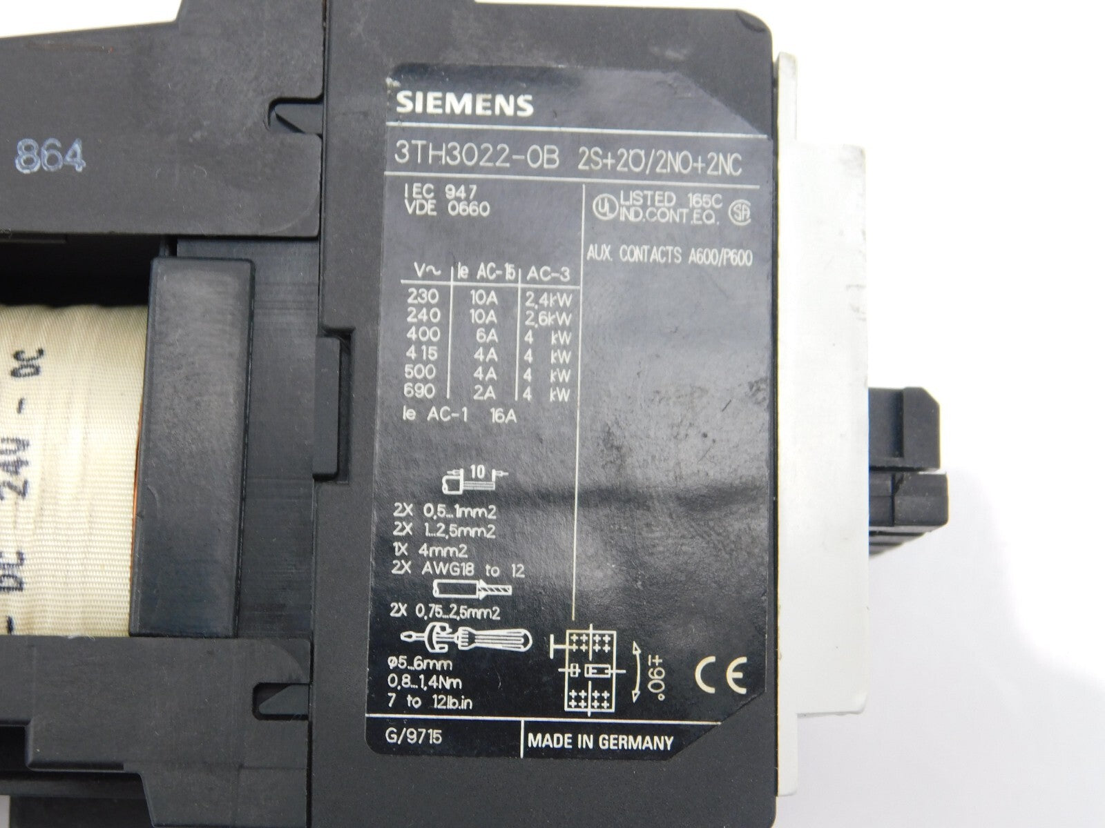 SIEMENS 3TH3022-0B 2S+2O/2NO+2NC 22E 24V