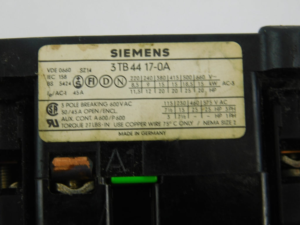 SIEMENS Hauptschütz 3TB 44 17-0A, 24V AC Spulenspannung