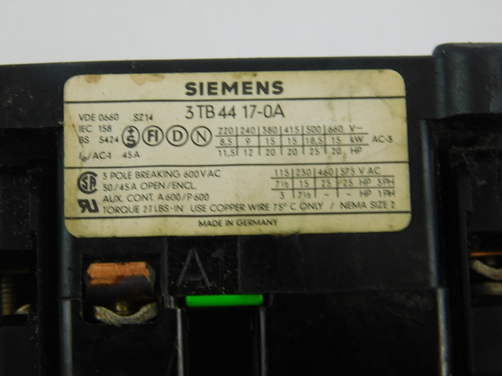 SIEMENS Hauptschütz 3TB 44 17-0A, 24V AC Spulenspannung