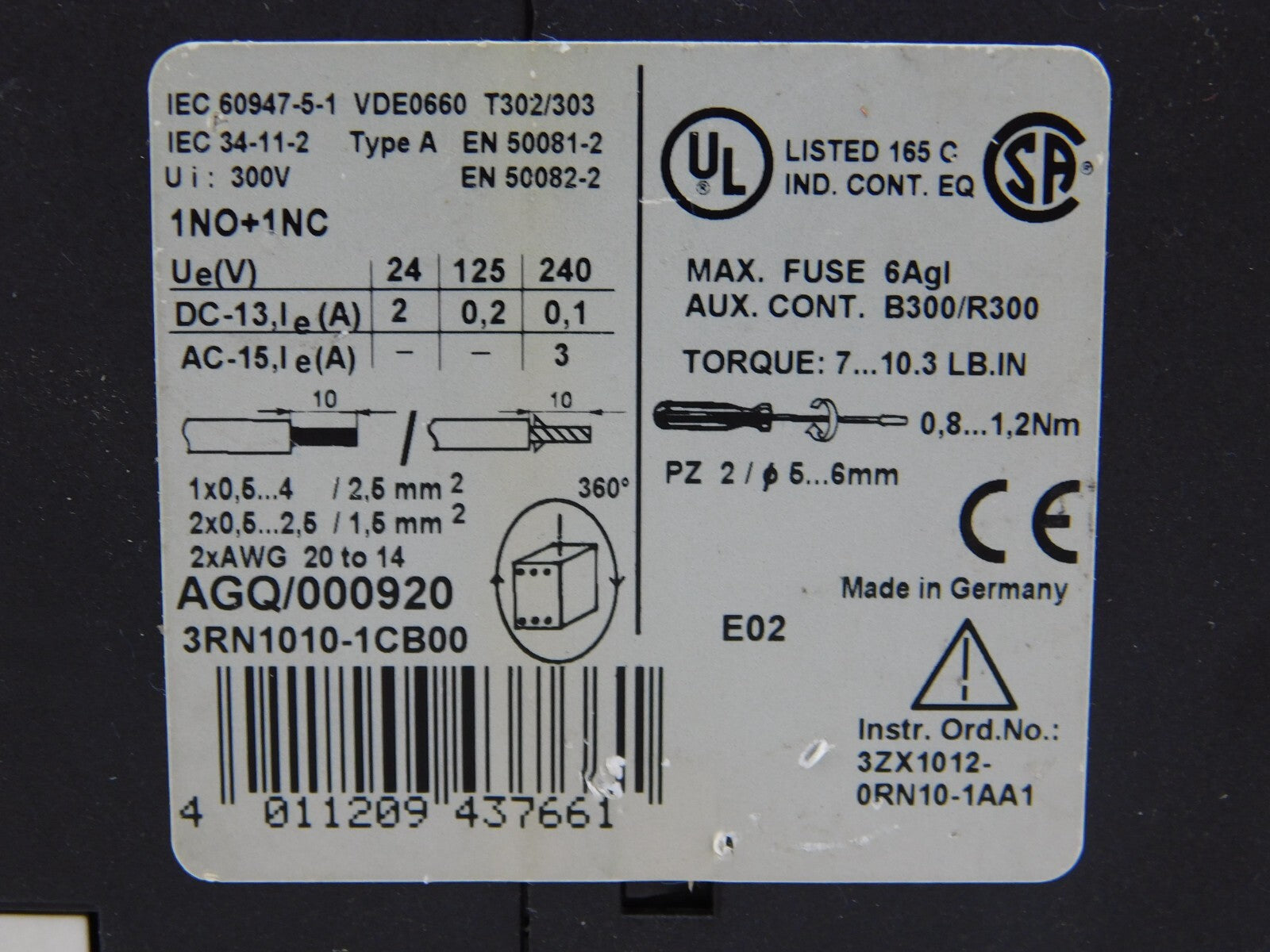 SIEMENS SIRIUS Motorschutzrelais 3R 3RN1010-1CB00