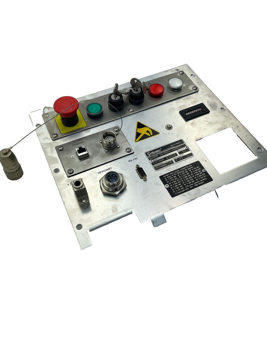 Stäubli CS7MB RX60B Bedienpanel / Frontplatte (mit Kübler H37 Betriebsstundenzäh