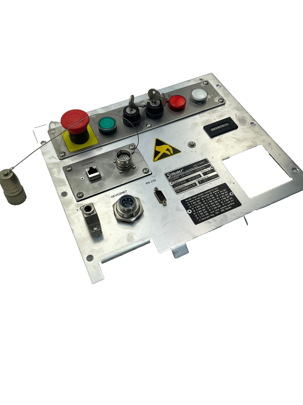Stäubli CS7MB RX60B Bedienpanel / Frontplatte (mit Kübler H37 Betriebsstundenzäh