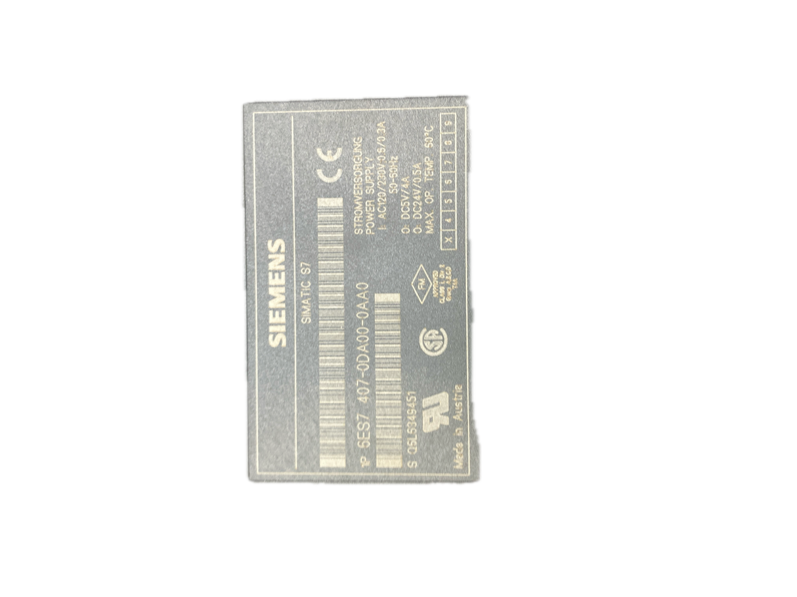 SIEMENS PS 407 4A SIMATIC S7 6ES7 407-0DA00-0AA0