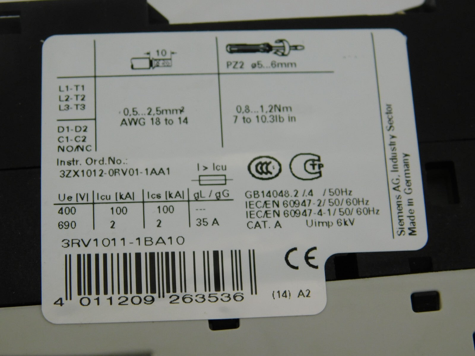 SIEMENS Motorabschalter 3RV1011-1BA10