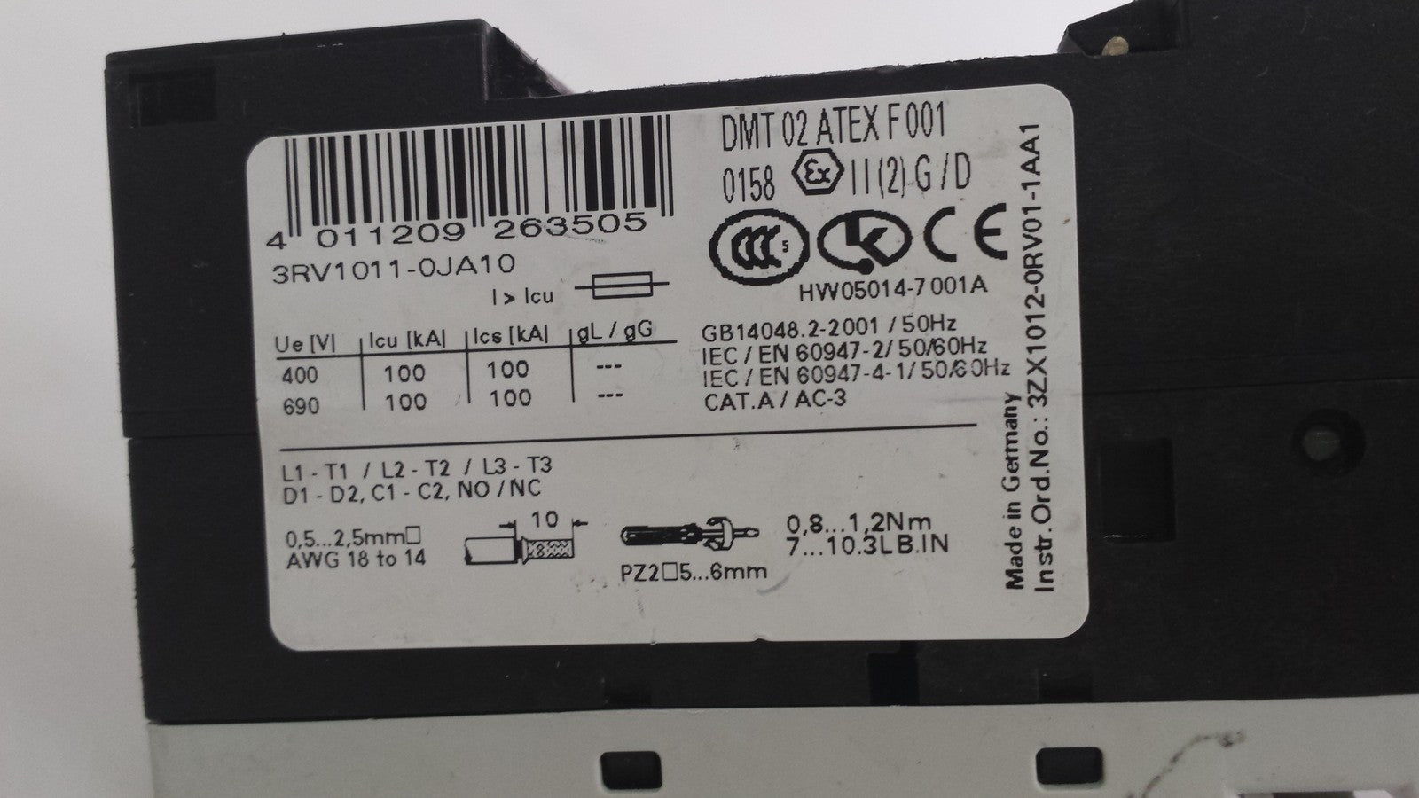 SIEMENS SIRIUS 3RV1011-0JA10 Leistungsschalter