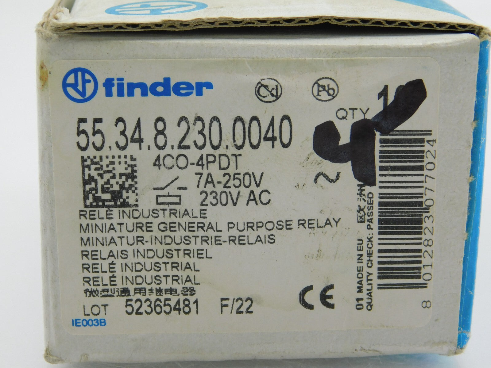 Finder 55.34.8.230.0040 230 VAC 7A 250~ ** 4 Stück **