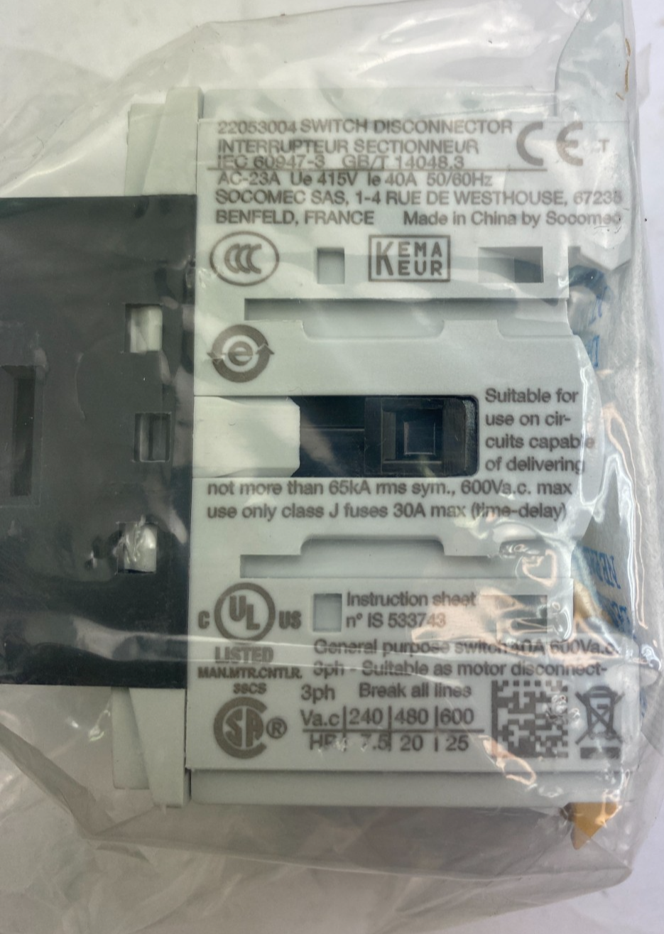 SOCOMEC 22053004 SIRCO M1 3x40A TOGGLE