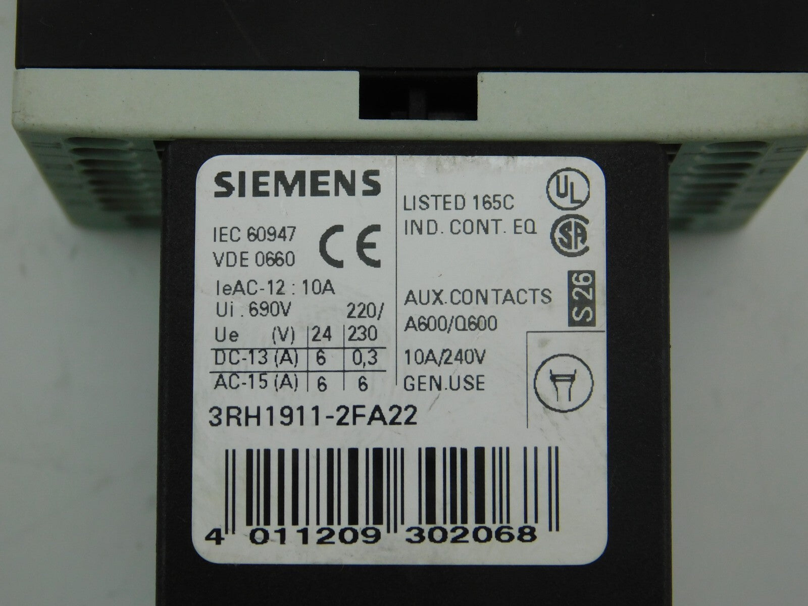 Siemens Schütz 3ZX1012-ORH11-1AA1 3RH1911-2FA22