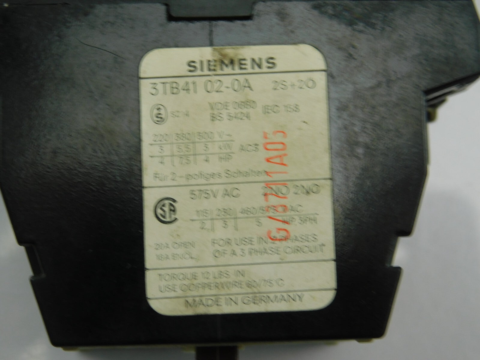 Siemens Schütz 3TB41 02-0A