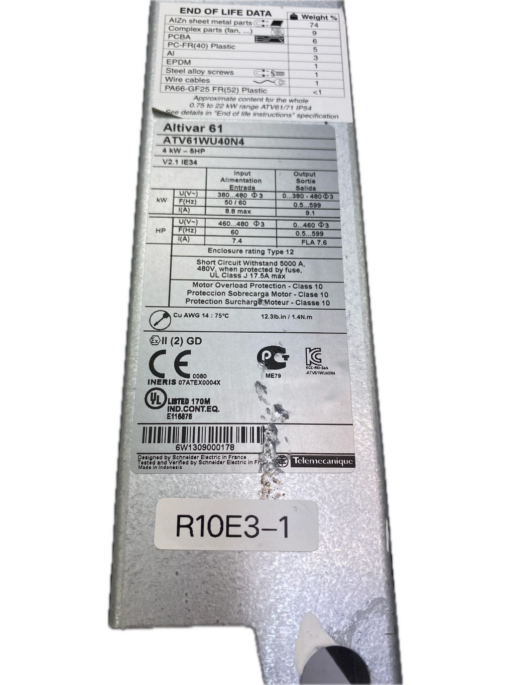 Schneider electric  Altivar61  ATV61WU40N4