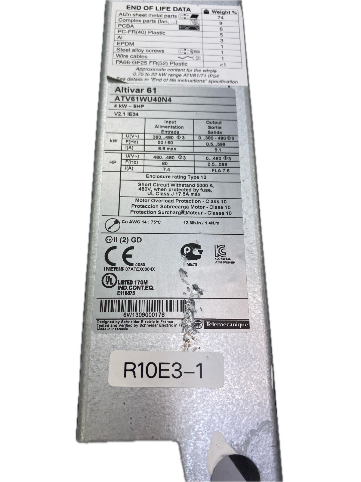 Schneider electric  Altivar61  ATV61WU40N4