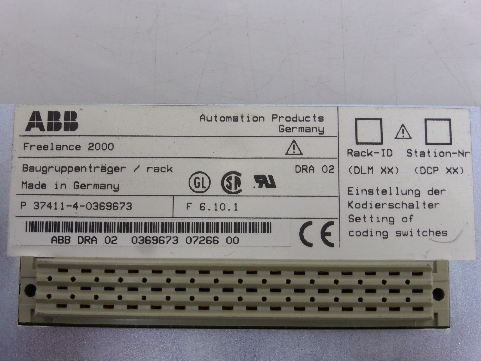 ABB Freelance 2000 DRA 02 Baugruppenträger / rack P 37411-4-0369673  F 6.10.1  