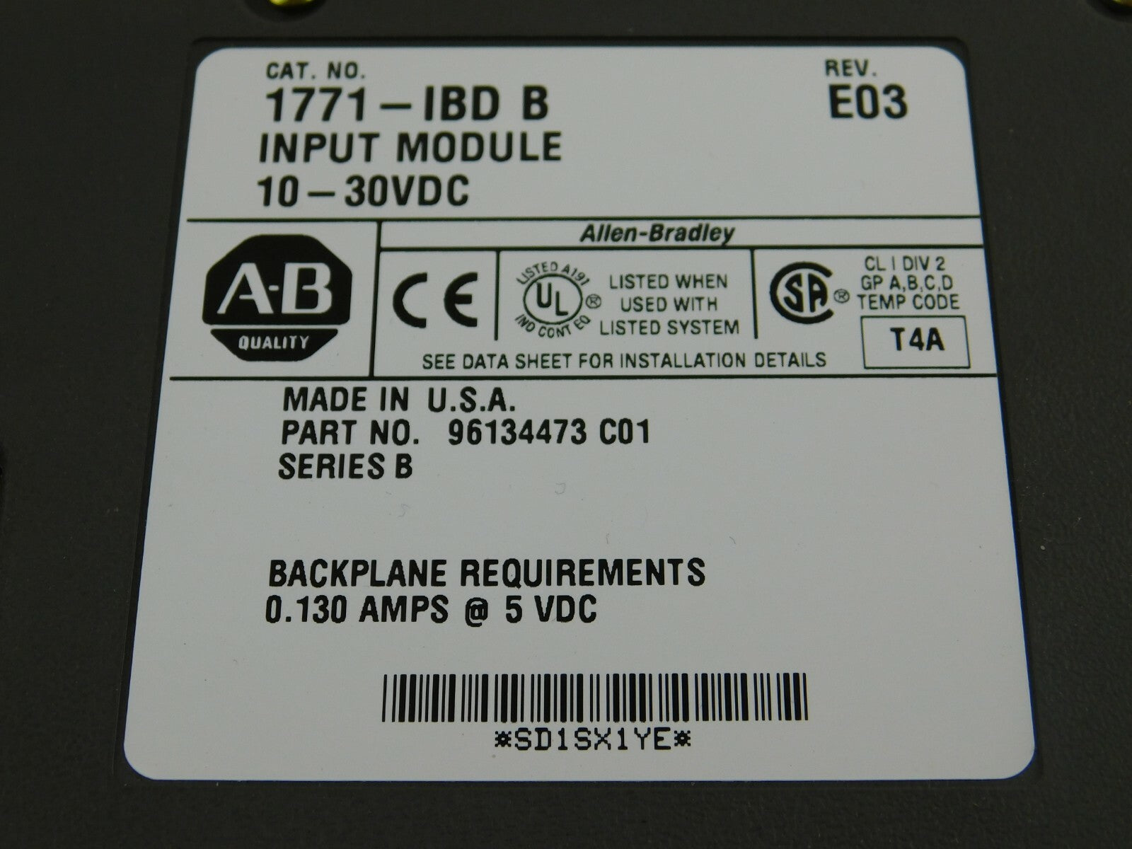 Allen Bradley CAT.NO.1771-IBD  B INPUT MODULE 10-30 VDC