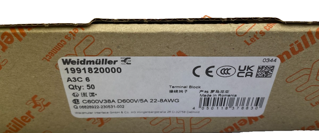 Weidmüller 1991820000 A3C 6 **50 Stück**