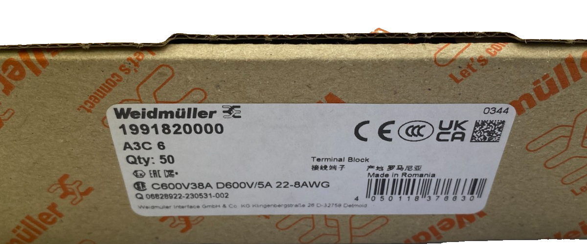 Weidmüller 1991820000 A3C 6 **50 Stück**