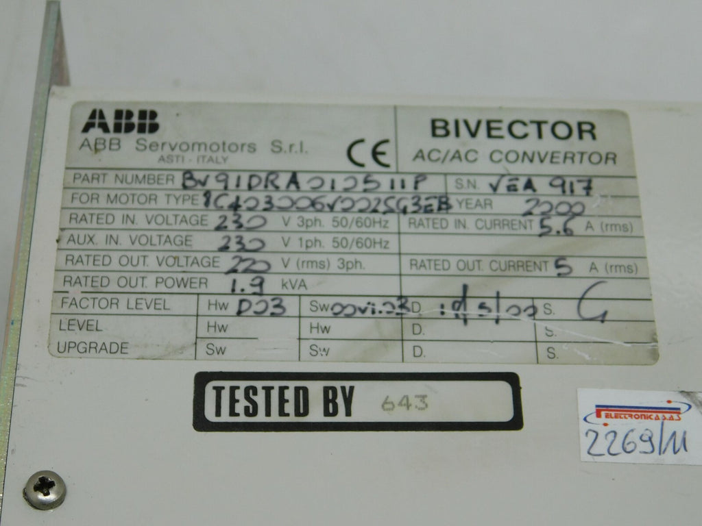 ABB Bivector 300 Servoregler BV91DRA010511P 