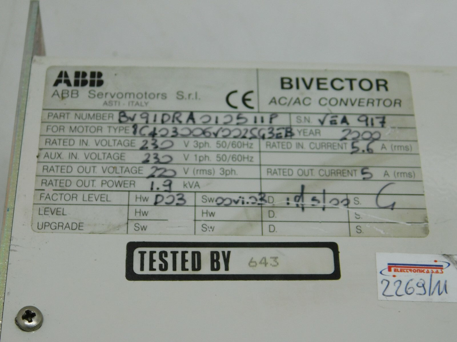 ABB Bivector 300 Servoregler BV91DRA010511P 