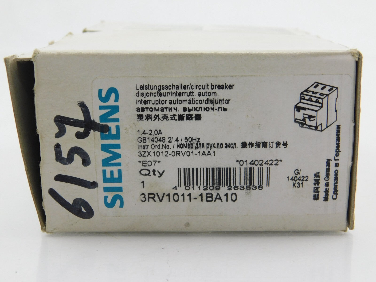 SIEMENS SIRIUS Motorabschalter 3RV1011-1BA10