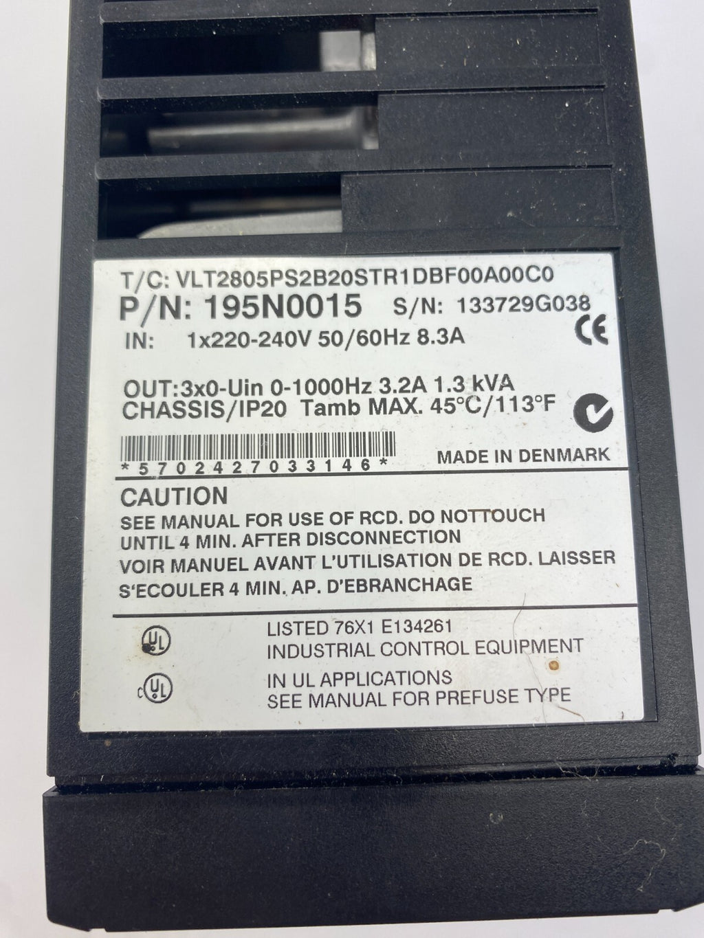 Danfoss VLT 2800 VLT2805PS2B20STR1DBF00A00C0 195N0015