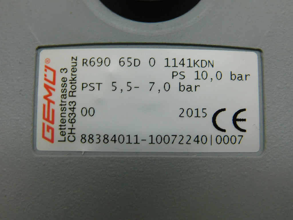 Gemü R690 65D 0 1141 KDN  PS 10,0 bar  PST 5,5-7,0 bar Membranventil 