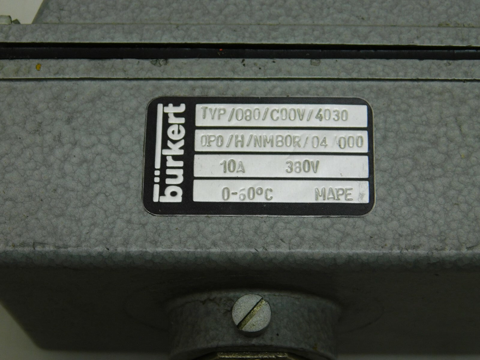 Bürkert Temperaturregler 080/C00V/4030 10 A 380V  0-60°C