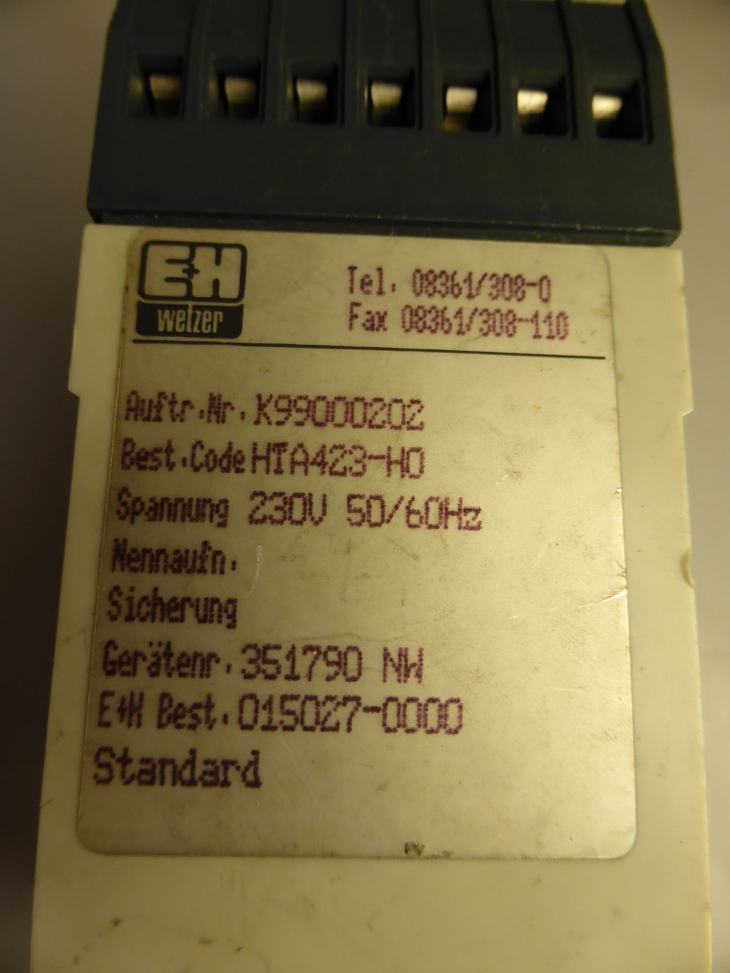 ENDRESS+HAUSER E+H WETZER CONTACTER HTA 423