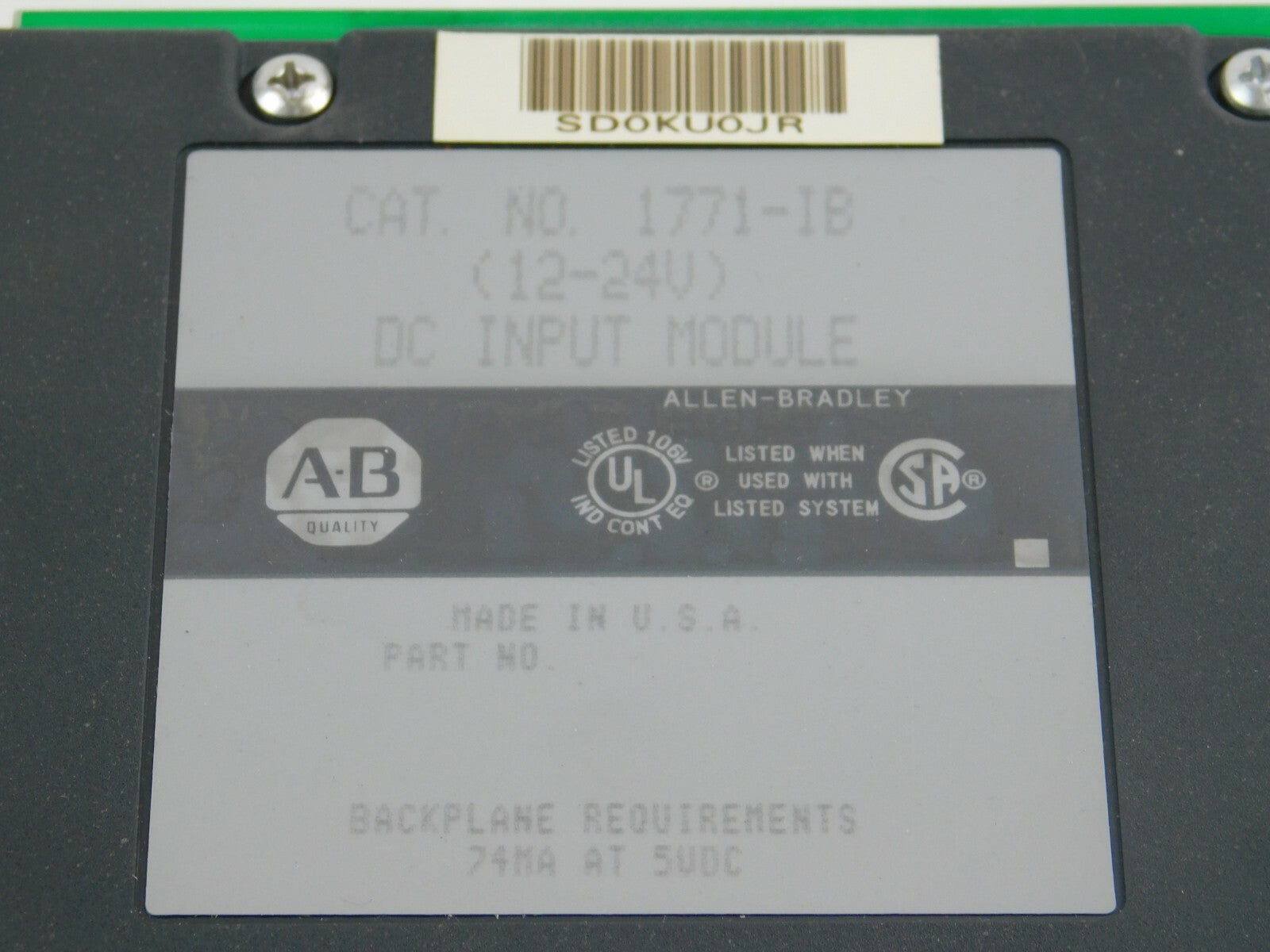 Allen Bradley  CAT.NO.1771- IB (12-24 V) DC INPUT  MODULE 