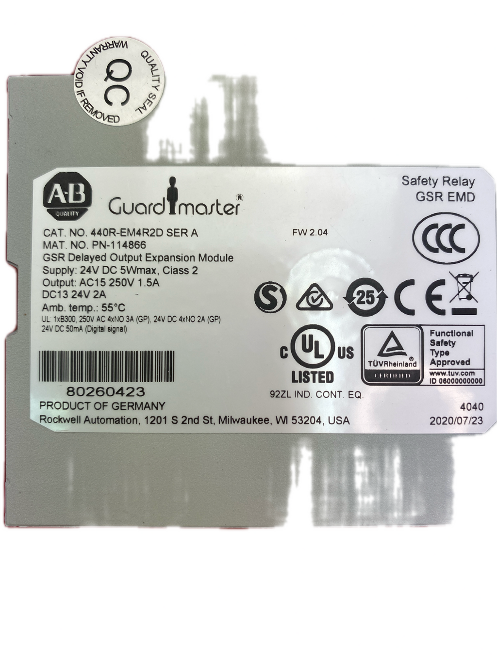 Allen-Bradley  Guardmaster CAT. NO. 440R-EM4R2D SER A MAT. NO. PN-114866 GSR
