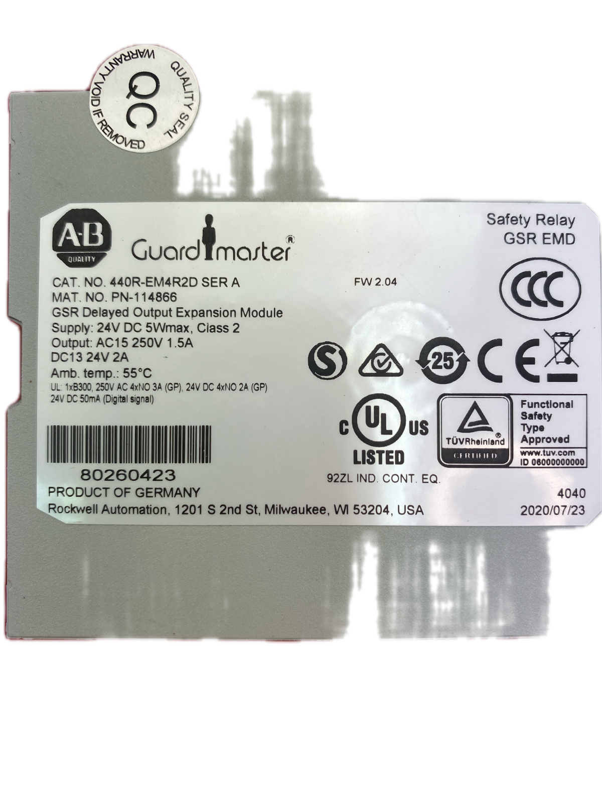Allen-Bradley  Guardmaster CAT. NO. 440R-EM4R2D SER A MAT. NO. PN-114866 GSR