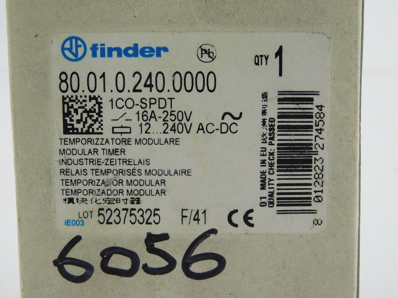 Finder Zeit Relais 80.010.240.0000 16A-250V 12...240V AC-DC