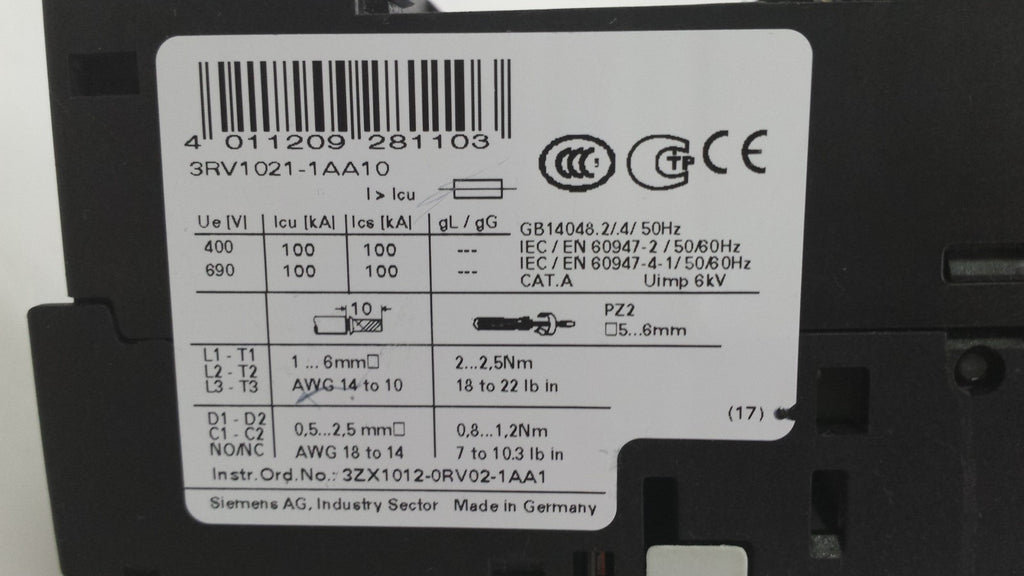 SIEMENS SIRIUS 3RV1021-1AA10