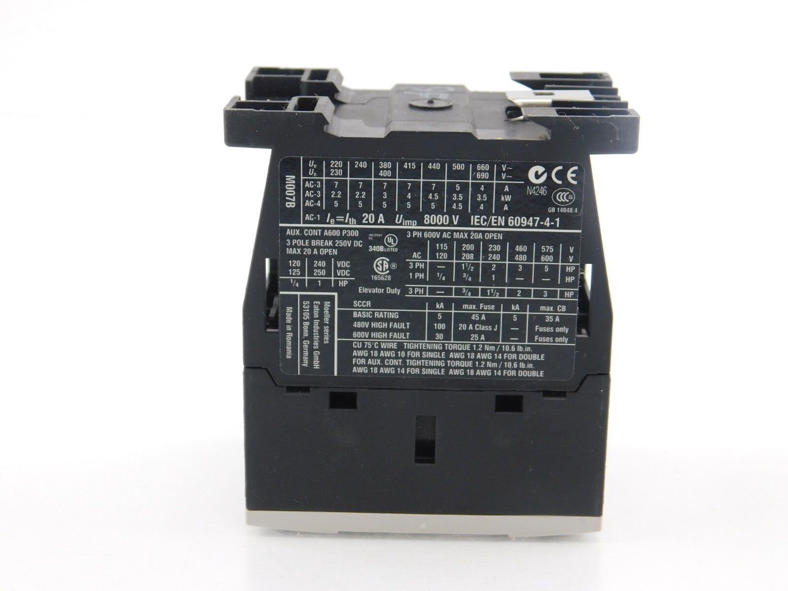 EATON DILM7-10 XTCE007B10TD Contactor 3KW/400V