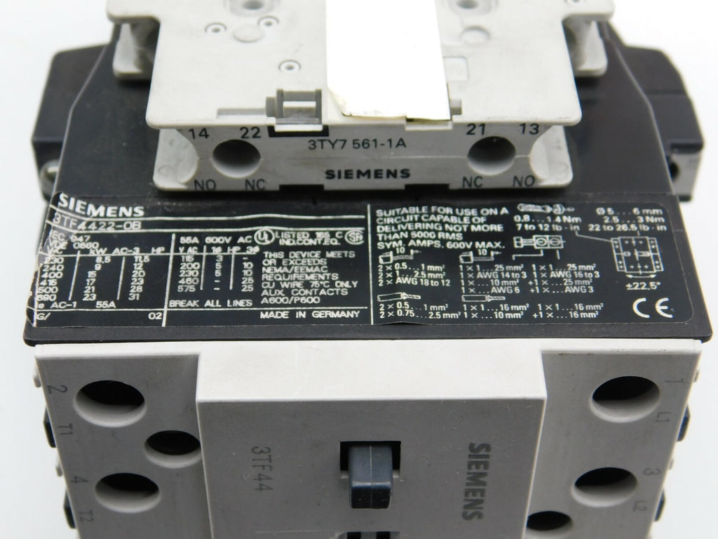 SIEMENS Leistungsschütz 3TF4422-0B 24 VDC