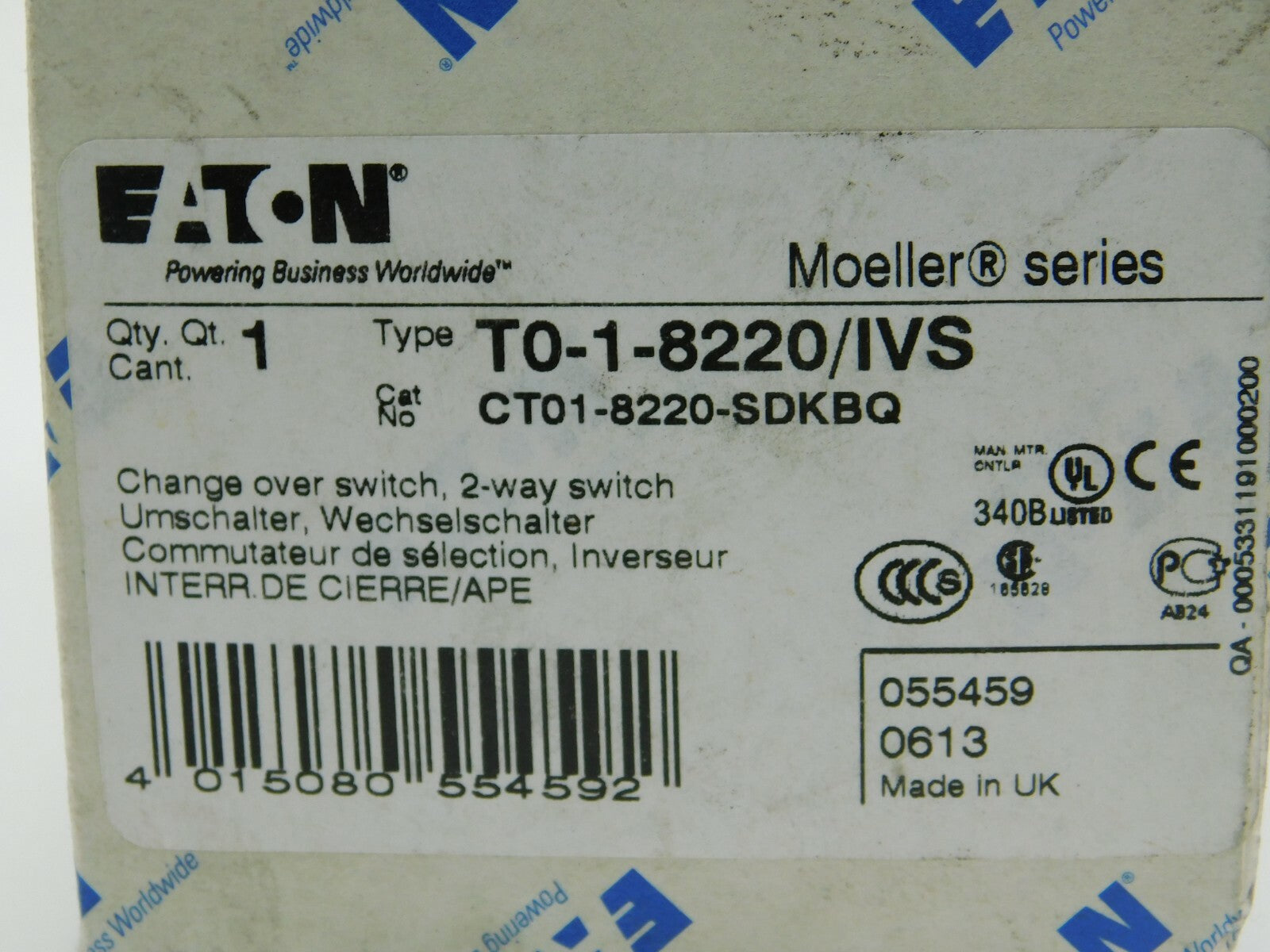 EATON T0-1-8220/IVS Umschalter 055459 ** 2 Stück **