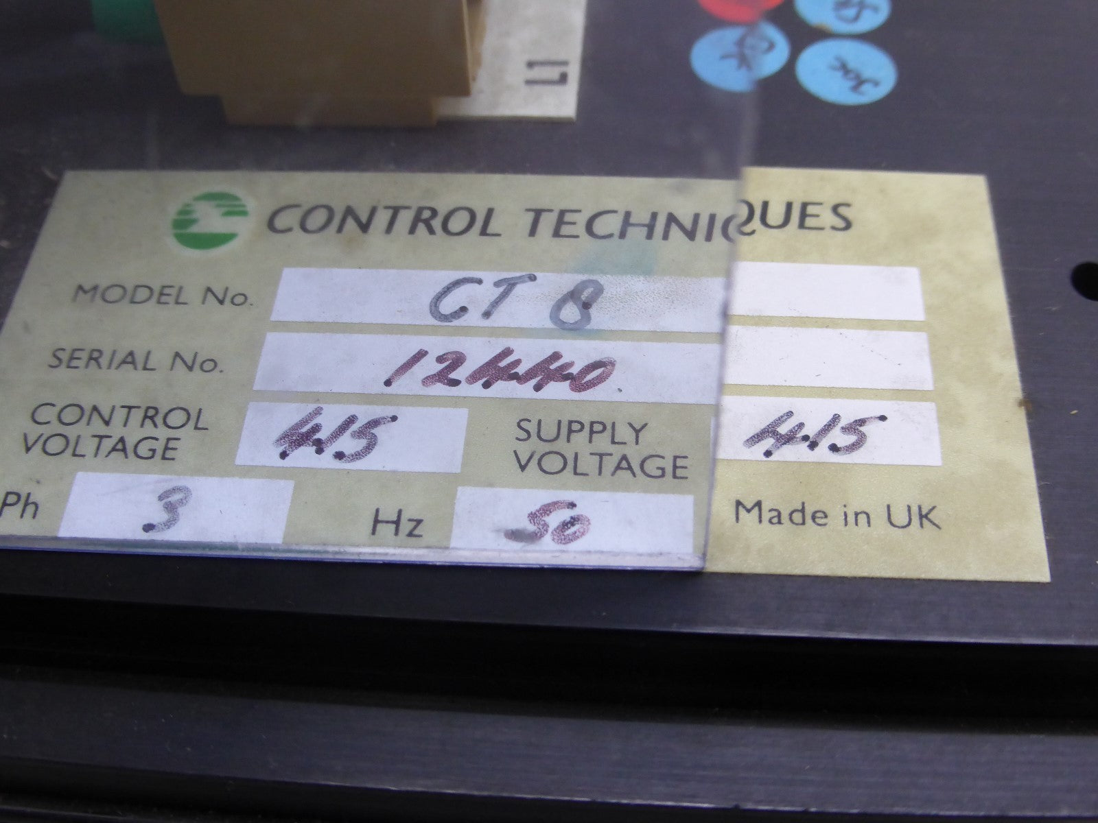control techniques CT 8 Control Voltage 415 Supply Voltage 415