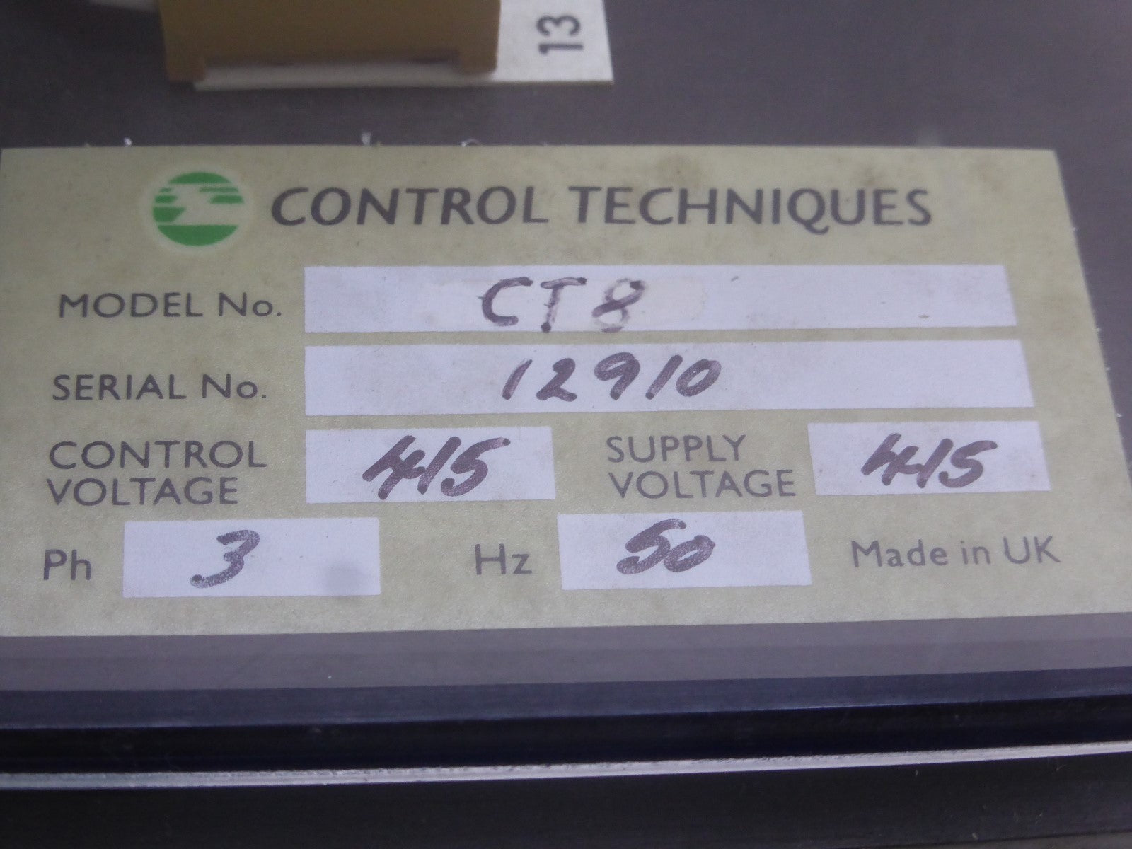 control techniques CT 8 Control Voltage 415