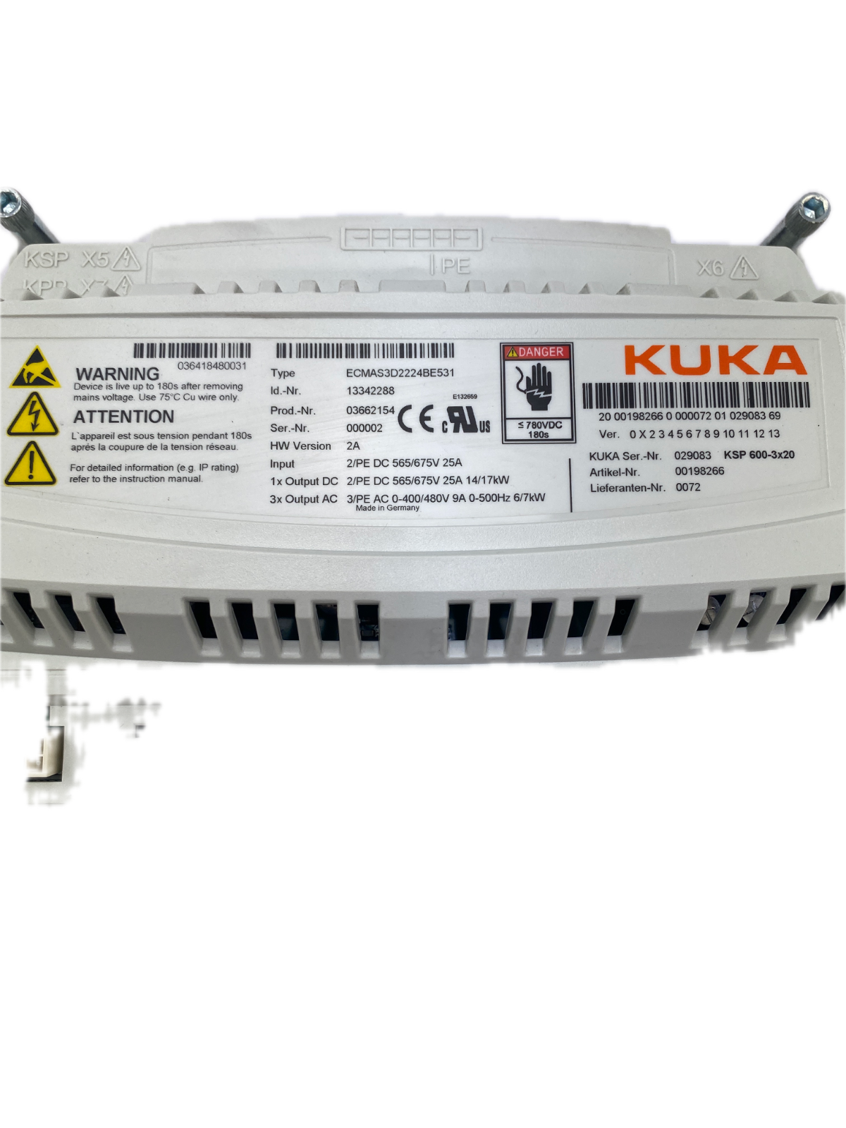 KUKA  KSP 600-3X20 00198266  ECMAS3D2224BE531