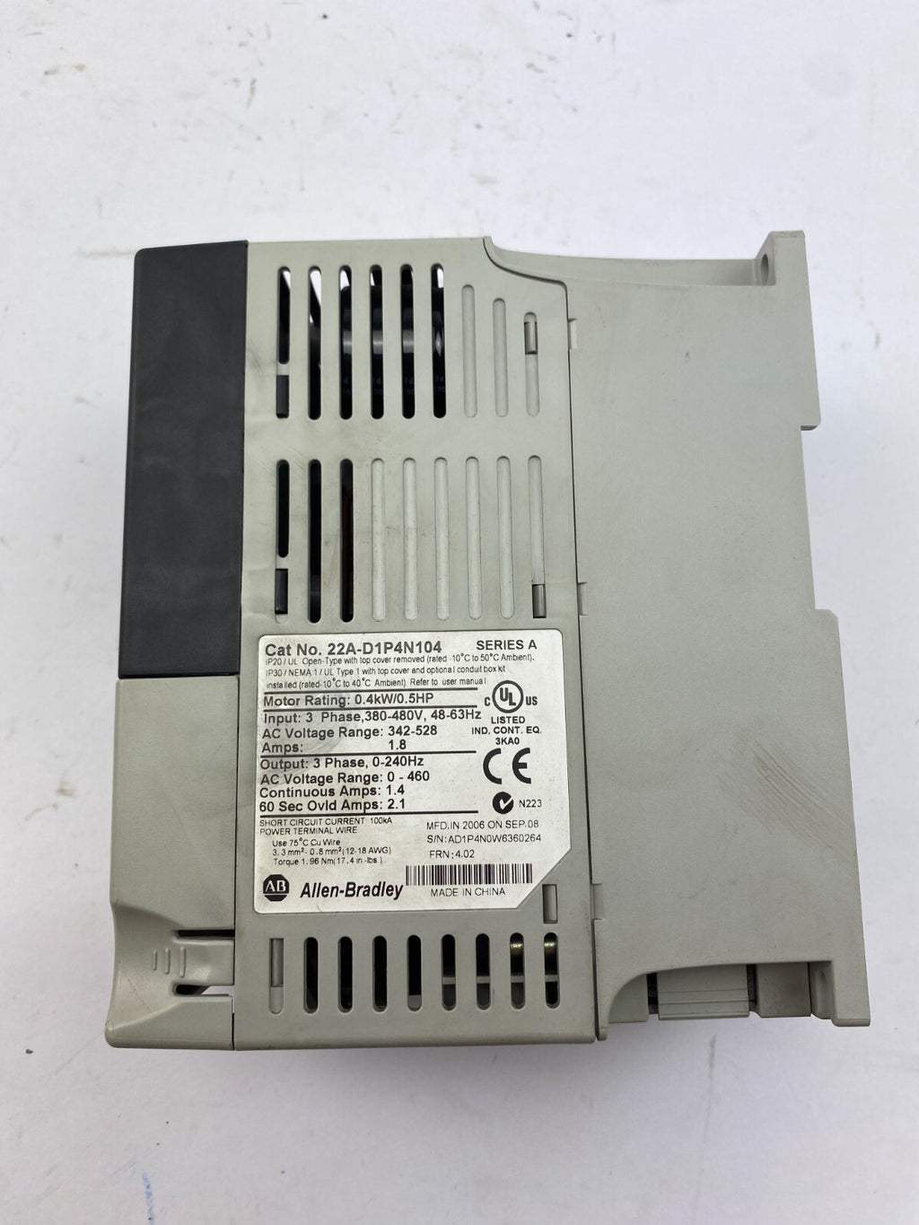 Allen-Bradley 22A-D2P3N104 0.4kW/0.5HP