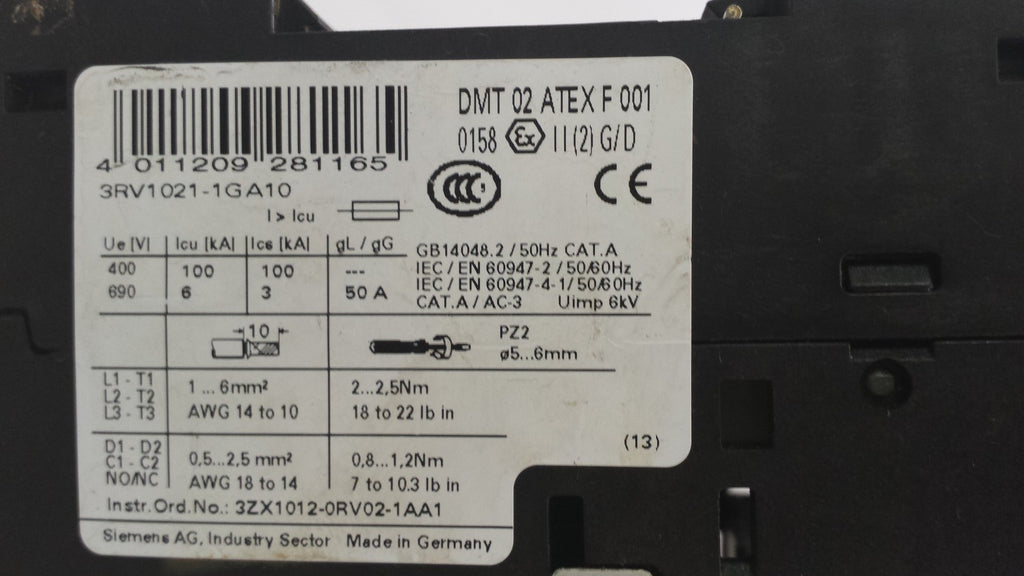 SIEMENS SIRIUS 3RV1021-1GA10
