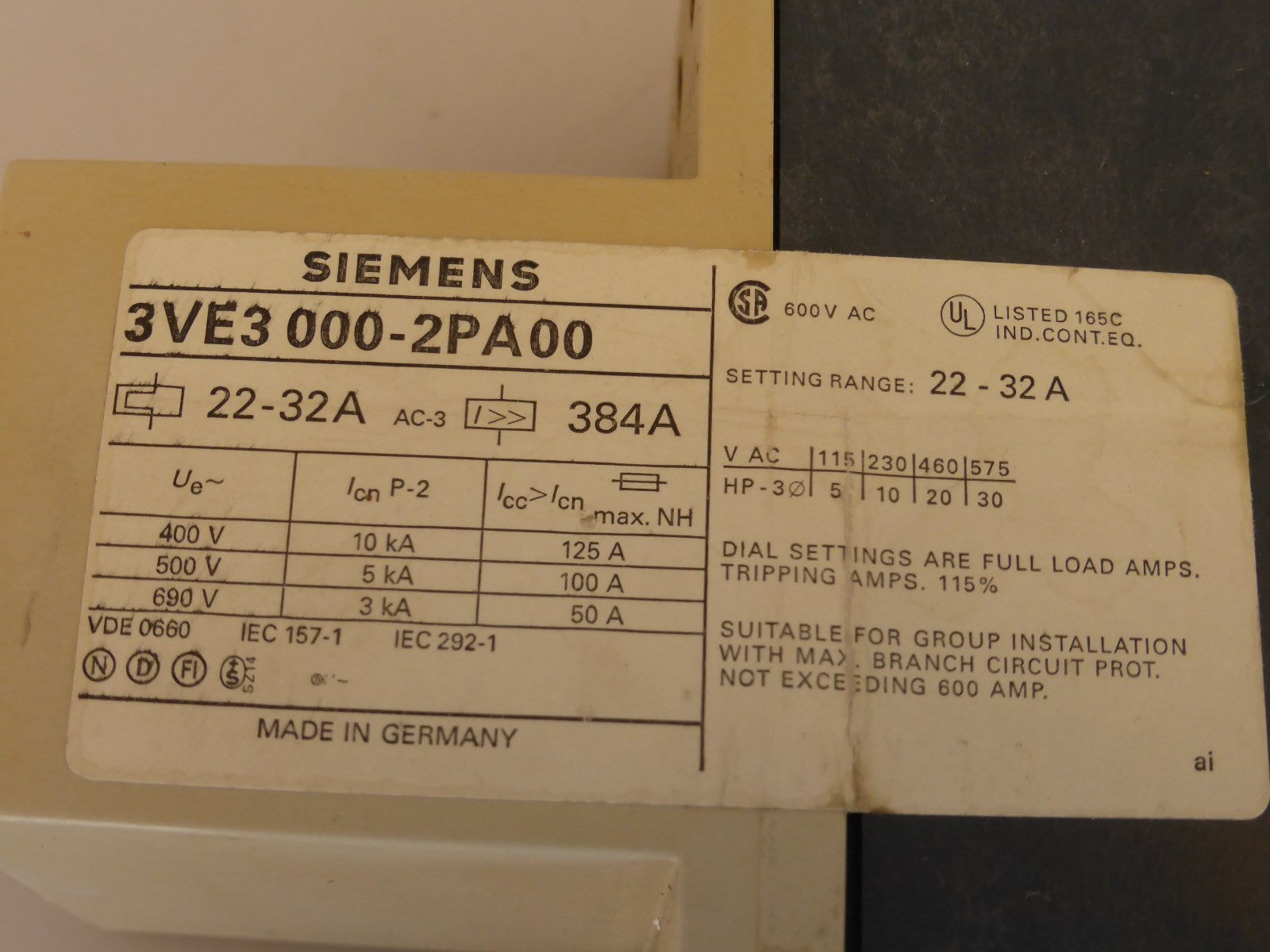 Siemens 3VE3 000-2PA00