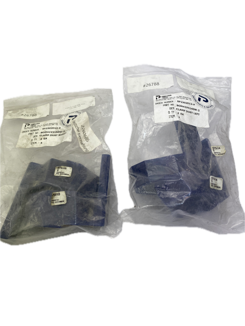 PREMIER TECH PART NO. :BOM41V4140W-2 . CLAMP DUST left