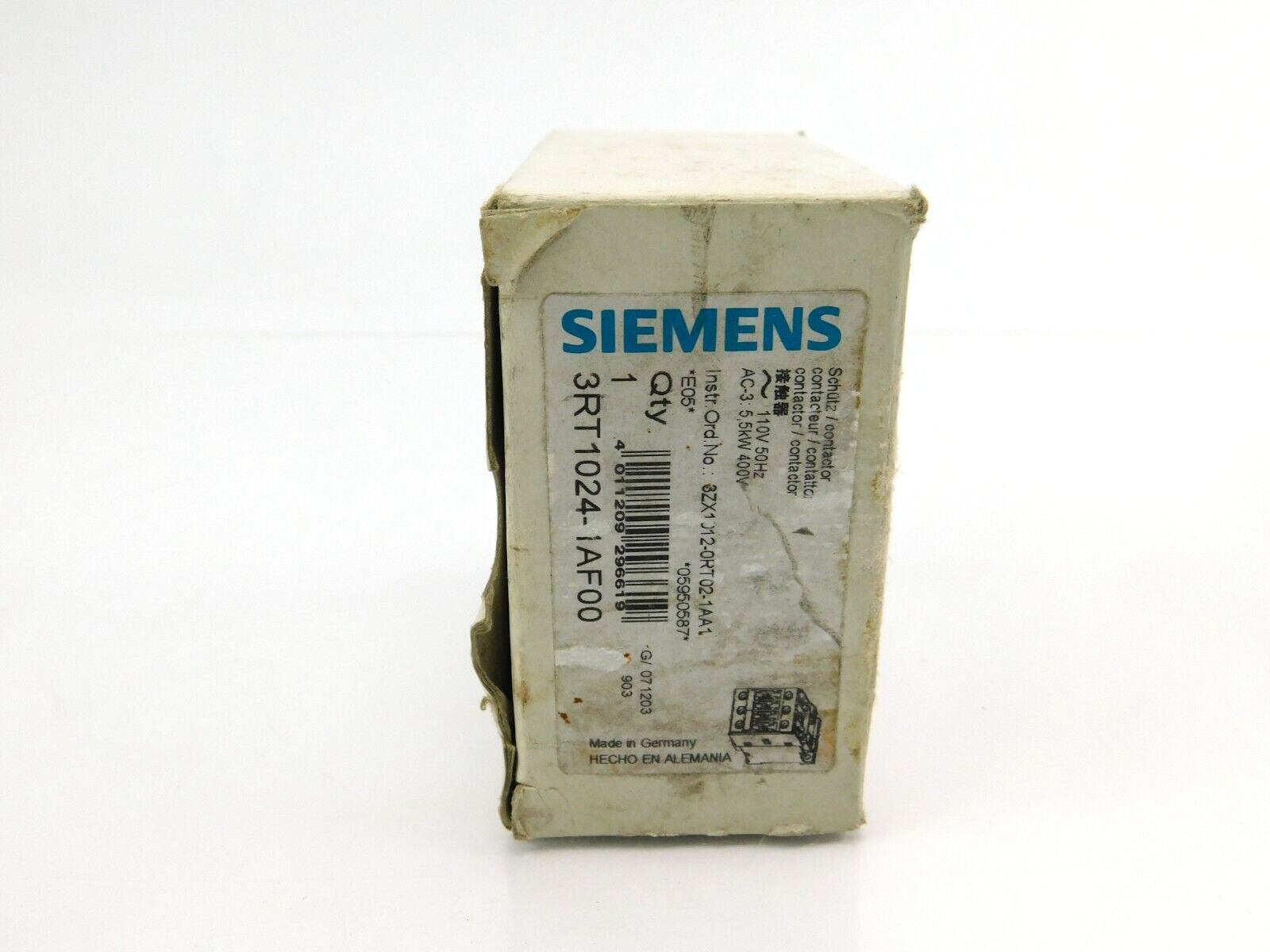 SIEMENS Schütz 3RT1024-IAF00 110V 50HZ 5,5KW 400V