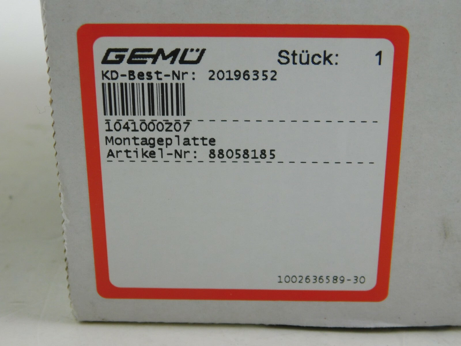 Gemü Montageplatte 88058185     